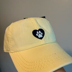 Life Is Good Pale Yellow Hat with Navy Paw Heart